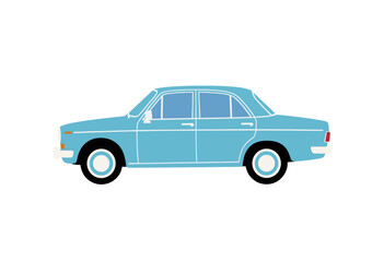 Fototapeta premium Blue Vintage Car Vector Illustration, Isolated Transparent Background for Web Design and App Interface