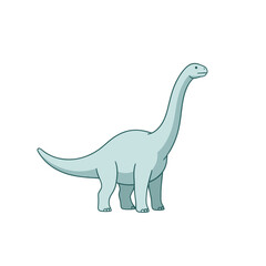Fototapeta premium Light Blue Brachiosaurus Dinosaur Vector Illustration, Isolated Transparent Background for Educational or Prehistoric Design Projects