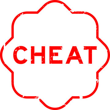Grunge red cheat word square seal stamp on white background