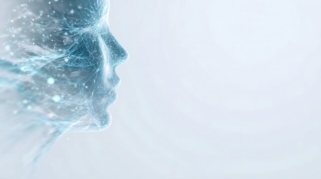 Elegant futuristic background with abstract glowing human mind and copy space