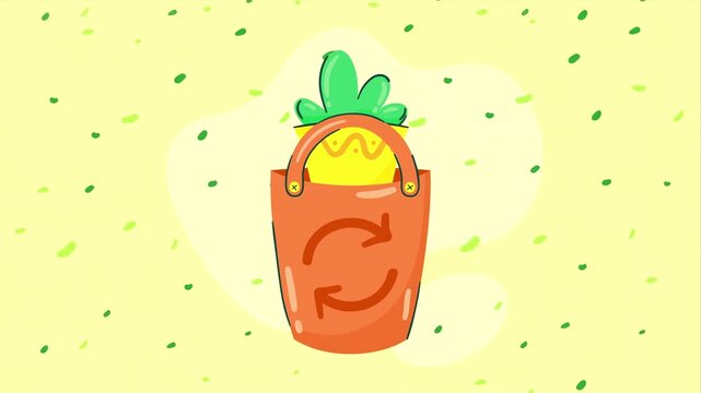 Flower pot animation showing a red clay container filling up with soil dirt using a miniature garden shovel tool.
