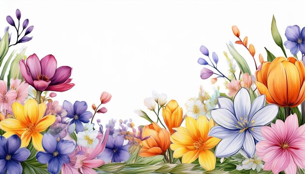 Spring Flowers Clipart Border Transparent Background Ong