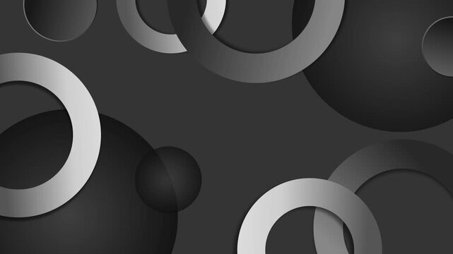 Abstract dark background with overlapping gradient rings and circles animation, modern minimal composition