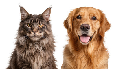 Maine Coon cat and Golden Retriever dog portrait © Ophelia