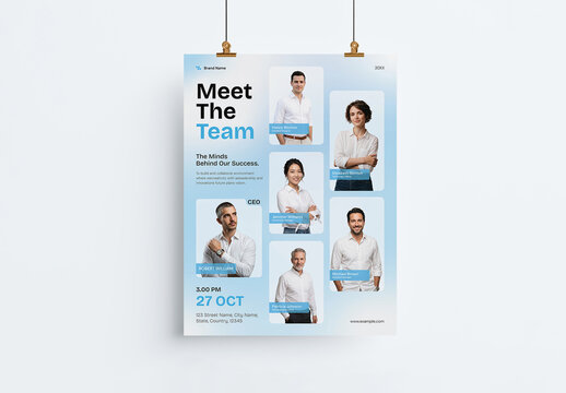 Corporate Organization Meet The Team Structure Poster Template