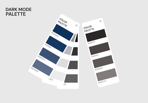Dark Mode Color Palette Swatches with Hex Codes