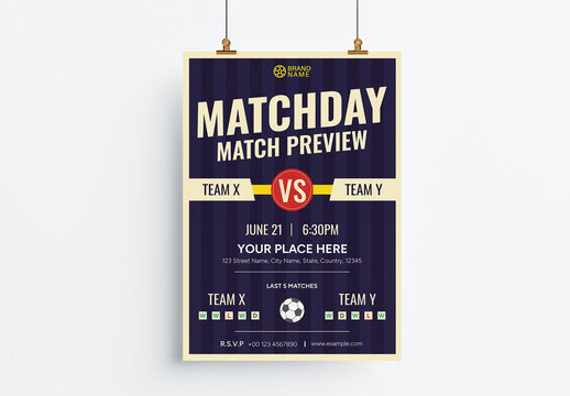 Modern Football Match Day Preview Poster Design for Sports Tournament