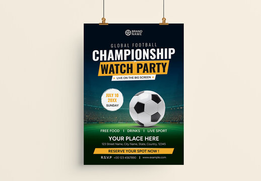 Global Football Championship Watch Party Poster Template
