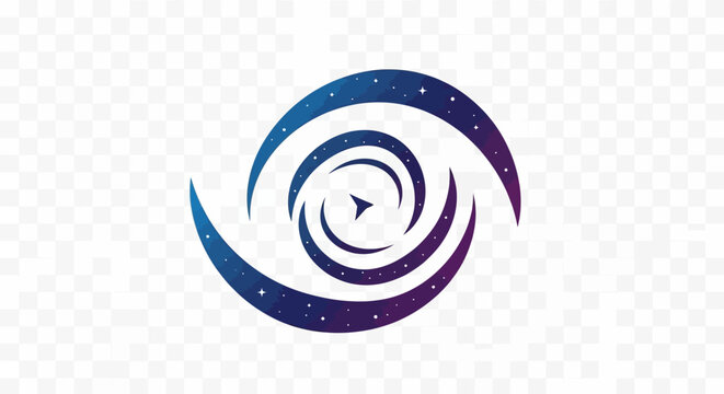 Abstract Swirling Galaxy Logo with Stars, Cosmic Vortex, Space Design