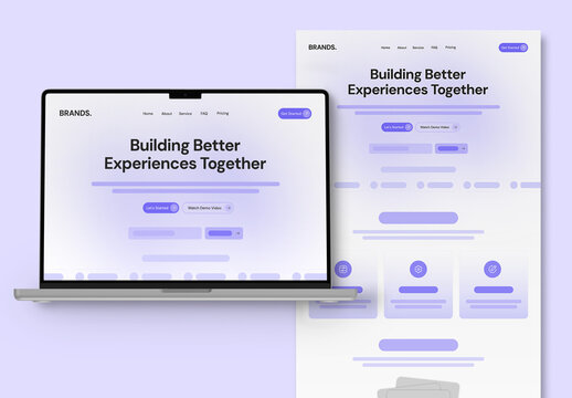 Modern Website Landing Page Wireframe Layout