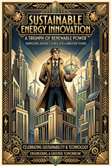 Fototapeta premium Renewable Energy Innovation Leader with Wind and Solar Power