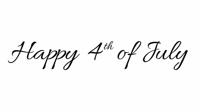 Happy 4th of july black cursive lettering for festive greetings. Suitable for social media posts, banners, invitations, and festive designs. transparent alpha channel