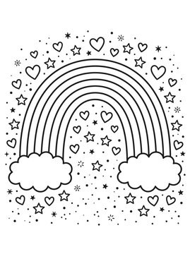 Black and white rainbow with hearts stars