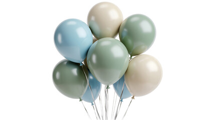 Bunch of pastel balloons in blue green, and cream colors © Ari