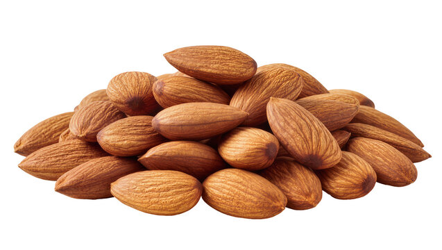 Pile of whole raw almonds with brown skin