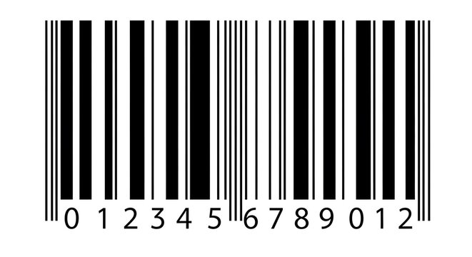 High contrast barcode graphic featuring a numeric sequence from 0 to 12 for identification or labeling purposes.