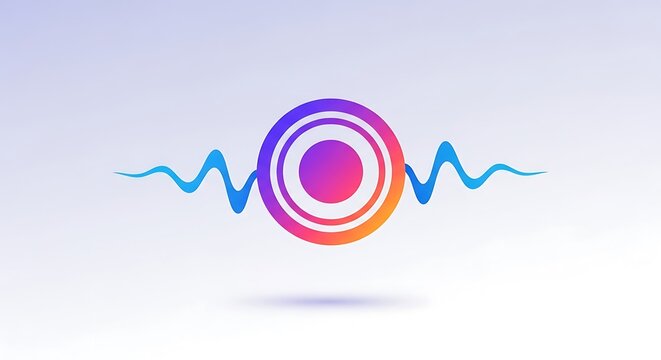 Vibrant sound wave icon with concentric circles on a gradient background