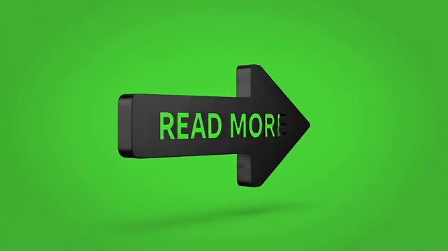Green arrow sign with read more text glowing on vibrant background modern call to action for