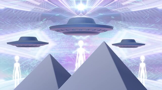 Aliens, Pyramids and UFOs 3D Animation Visualization, Video