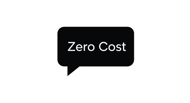 Black speech bubble with text flat icon on a white background