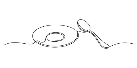 Obraz premium Cutlery continuous line drawing, Editable line art vector illustration. 