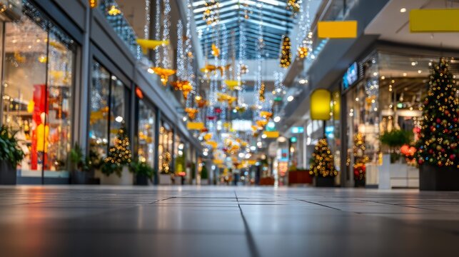 Stylish Interior of Retail Flagship Store with Festive Decorations