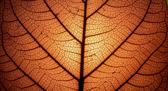 Dried autumn leaf with intricate vein pattern