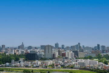 Obraz premium 快晴の空と仙台の街並み風景