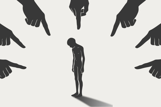 Social Media Influence Concept with Addiction, Guilt, Judgment and Pressure Illustration