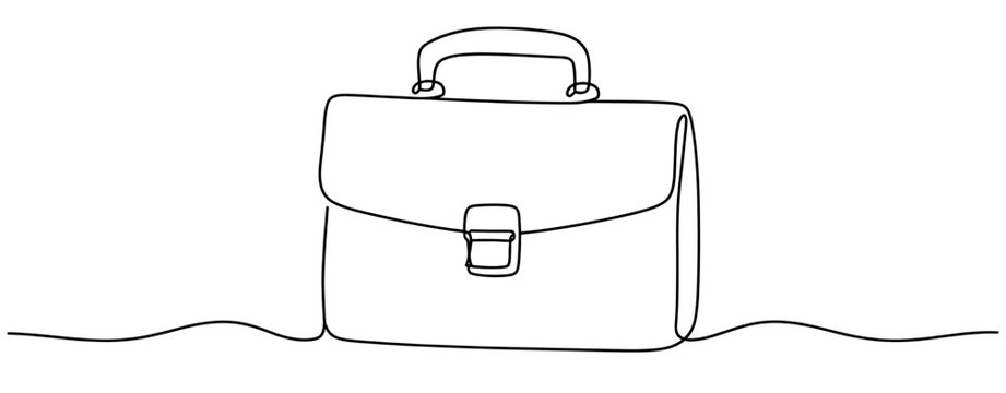 Elegant continuous line drawing of a business briefcase, ideal for corporate presentations, office concepts, professional services, and minimalist explainer
