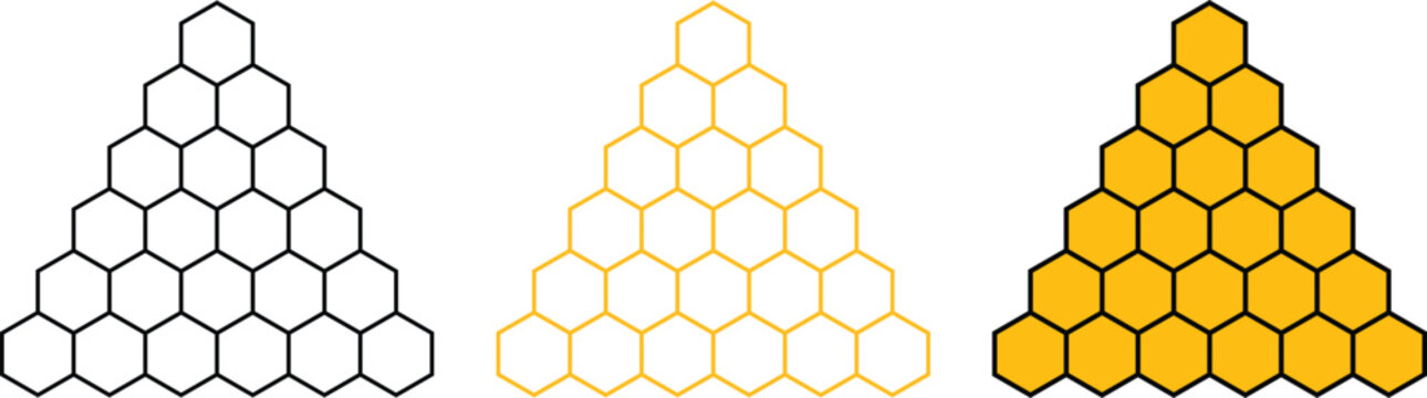 hexagon honeycomb pattern icon. natural hive structure. Hexagonal cluster molecule structure icons. seamless hex background