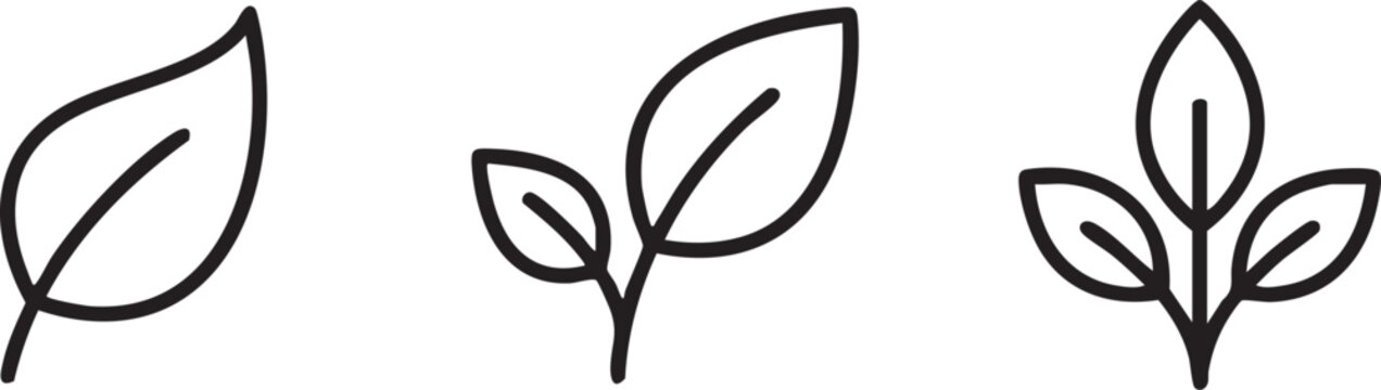 minimal eco green planet leaf clean line icons