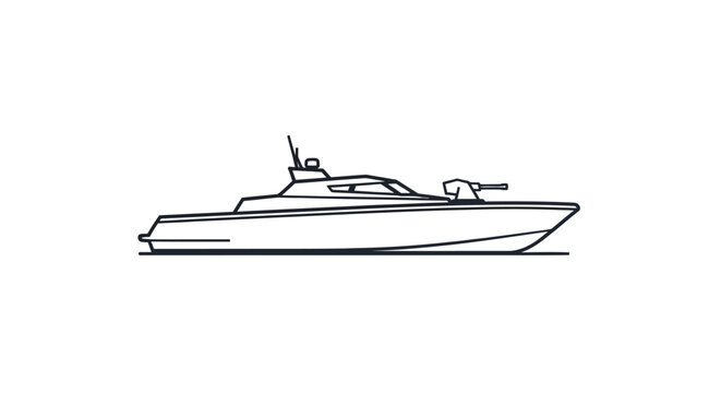 Military Patrol Boat Silhouette, Fast Attack Craft, Naval Warfare Vector