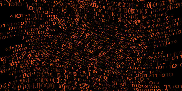 Vector digital code rain in a Matrix inspired futuristic style. High-tech backdrop with glowing binary characters. Binary Software Programming Code Background. Digital Data Technology Concept.