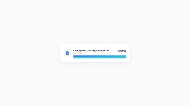 Light user interface layout showing core system security patch file upload completion
