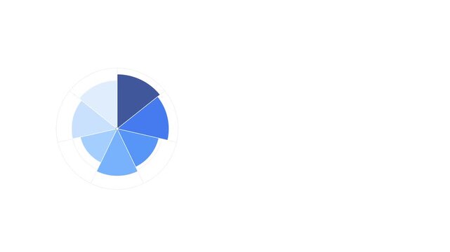 Blue polar area diagram animation showing circular data sectors on a radial grid