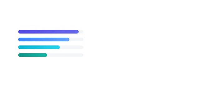 Abstract colorful horizontal pill bar graph animation showing four progressive data lines