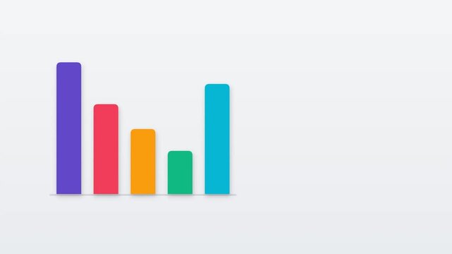 Animated colorful vertical bar chart column graph presenting dynamic data comparison