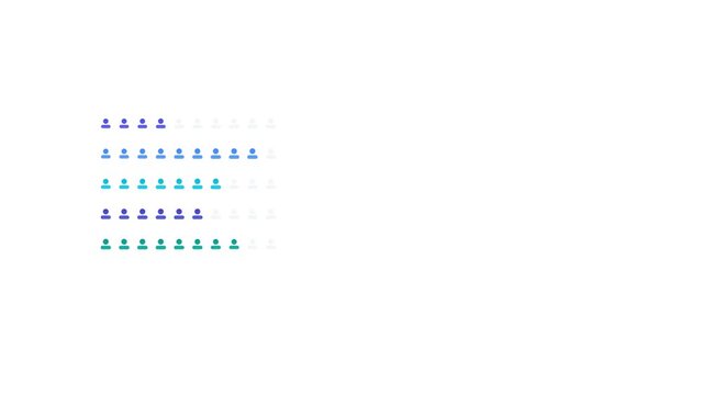 Animated blank isotype matrix with rows of human icons filling up progressively