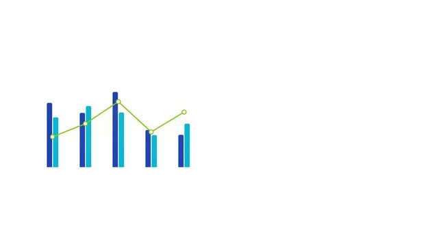Minimalist grouped bar chart and line graph animation for dynamic data comparison