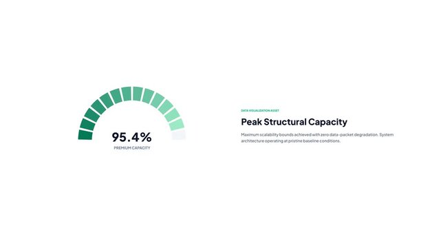 Peak structural capacity indicator green arc gauge meter vector animation with premium capacity