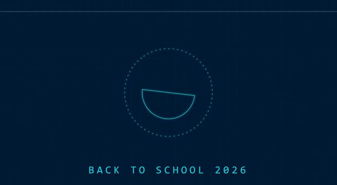 Back to school 2026 countdown timer motion with digital hud interface animation