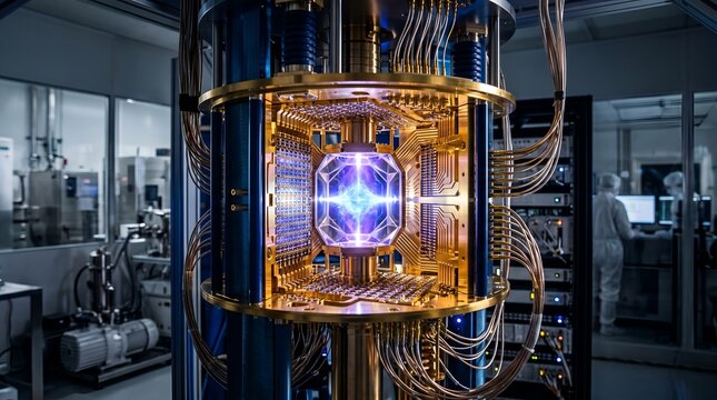 Quantum computing breakthrough visualization in laboratory