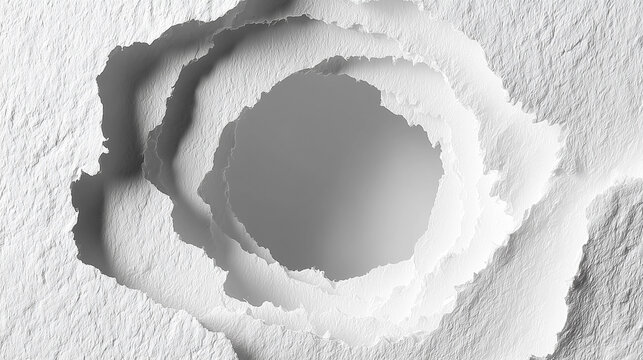 何層にも重なった白い手漉き紙の破れ目背景 立体的なペーパークラフト