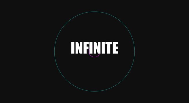 Minimalist infinite text animation with pulsing circular animation typography