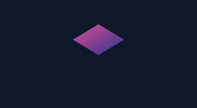 Minimalist isometric diamond shape with dynamic gradient color transitions animation