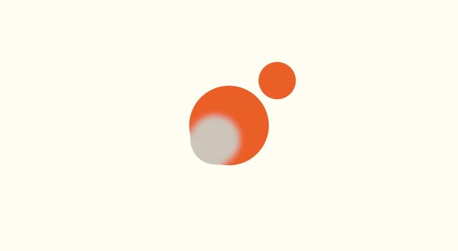 Minimalist motion of merging orange circles on cream animation background