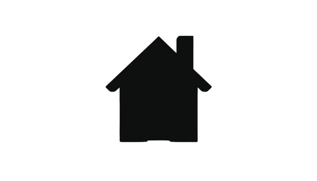 House silhouette displays a classic suburban home shape with a chimney and gabled roof, offering a clear and recognizable symbol for real estate, construction, residential architecture, or home.