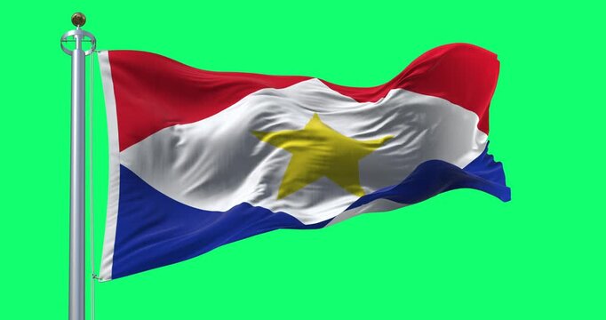Saba national flag waving isolated on green background