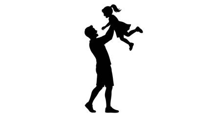 Obraz premium Happy Father's Day Father, child silhouette, family icon, black vector graphic Vector